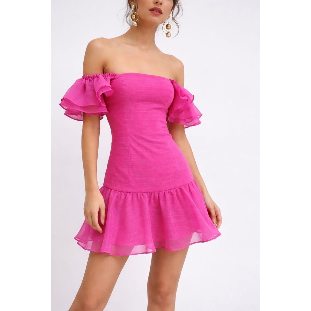 Keepsake Pink Off Shoulder‎ Ruffle Mini Dress NWOT | Size Small | Cocktail Party